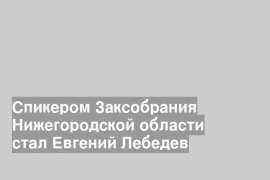 Спикером Заксобрания Нижегородской области стал Евгений Лебедев