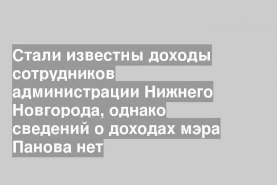 Стали известны доходы сотрудников администрации Нижнего Новгорода, однако сведений о доходах мэра Панова нет