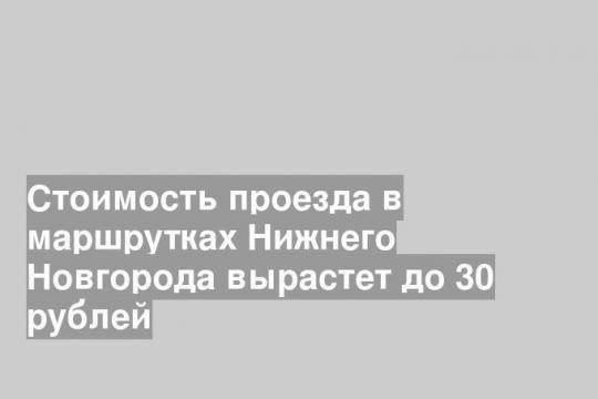 Стоимость проезда в маршрутках Нижнего Новгорода вырастет до 30 рублей