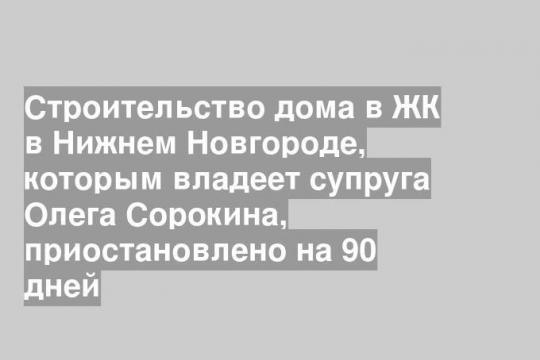 Строительство дома в ЖК в Нижнем Новгороде, которым владеет супруга Олега Сорокина, приостановлено на 90 дней