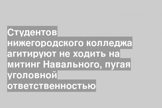 Студентов нижегородского колледжа агитируют не ходить на митинг Навального, пугая уголовной ответственностью