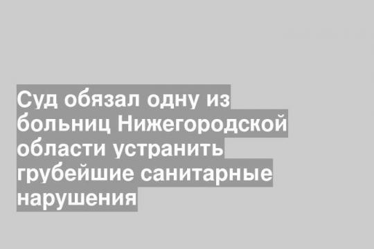 Суд обязал одну из больниц Нижегородской области устранить грубейшие санитарные нарушения