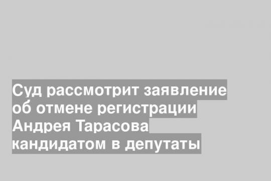 Суд рассмотрит заявление об отмене регистрации Андрея Тарасова кандидатом в депутаты