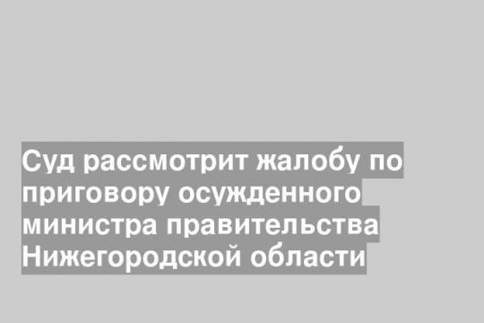Суд рассмотрит жалобу по приговору осужденного министра правительства Нижегородской области