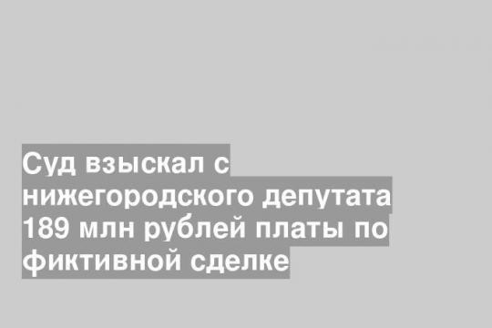 Суд взыскал с нижегородского депутата 189 млн рублей платы по фиктивной сделке
