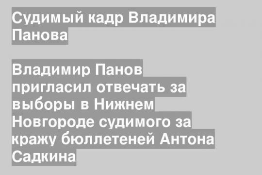 Владимир Панов пригласил отвечать за выборы в Нижнем Новгороде судимого за кражу бюллетеней Антона Садкина
