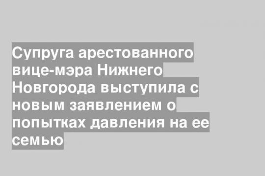 Супруга арестованного вице-мэра Нижнего Новгорода выступила с новым заявлением о попытках давления на ее семью