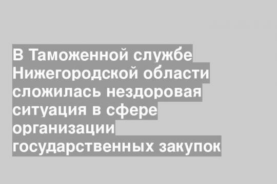 В Таможенной службе Нижегородской области сложилась нездоровая ситуация в сфере организации государственных закупок