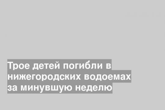 Трое детей погибли в нижегородских водоемах за минувшую неделю