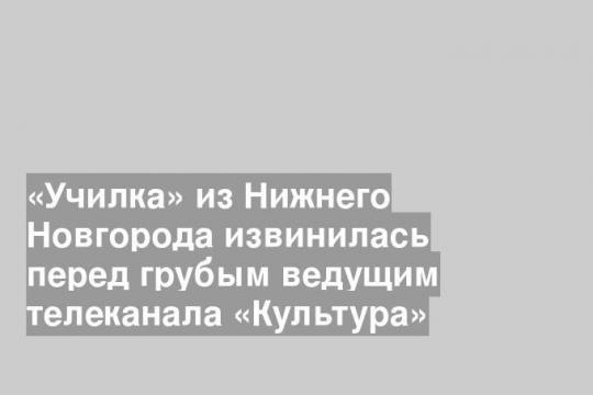 «Училка» из Нижнего Новгорода извинилась перед грубым ведущим телеканала «Культура»