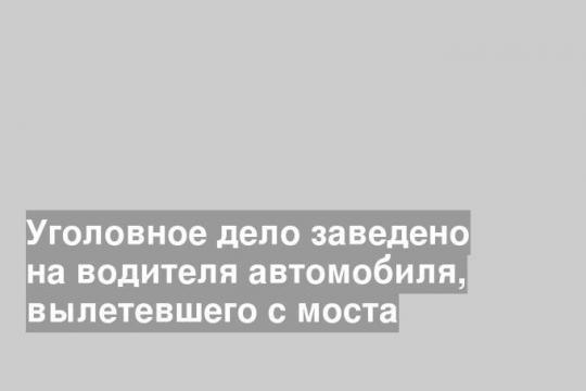 Уголовное дело заведено на водителя автомобиля, вылетевшего с моста