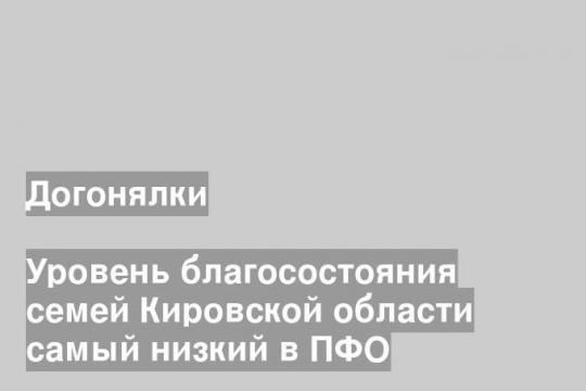 Уровень благосостояния семей Кировской области самый низкий в ПФО