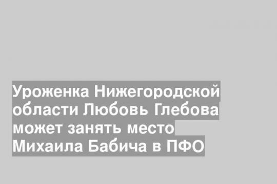 Уроженка Нижегородской области Любовь Глебова может занять место Михаила Бабича в ПФО