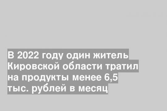 В 2022 году один житель Кировской области тратил на продукты менее 6,5 тыс. рублей в месяц