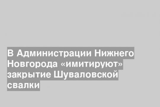 В Администрации Нижнего Новгорода «имитируют» закрытие Шуваловской свалки