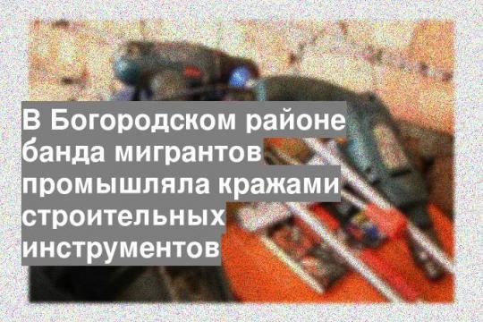 В Богородском районе банда мигрантов промышляла кражами строительных инструментов