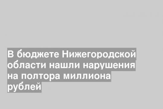 В бюджете Нижегородской области нашли нарушения на полтора миллиона рублей
