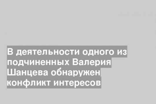 В деятельности одного из подчиненных Валерия Шанцева обнаружен конфликт интересов