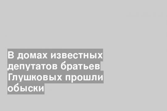 В домах известных депутатов братьев Глушковых прошли обыски