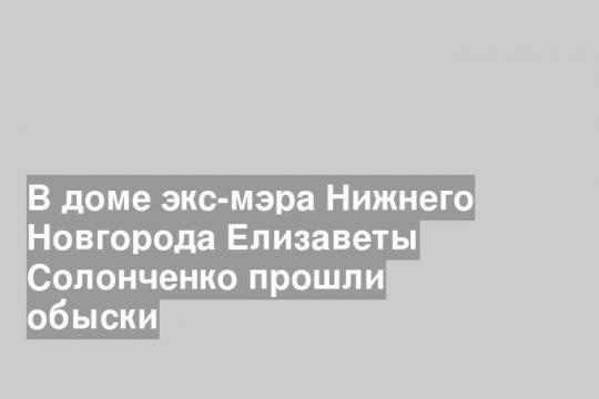 В доме экс-мэра Нижнего Новгорода Елизаветы Солонченко прошли обыски