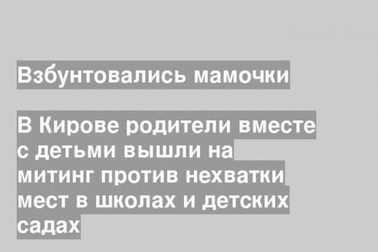 В Кирове родители вместе с детьми вышли на митинг против нехватки мест в школах и детских садах
