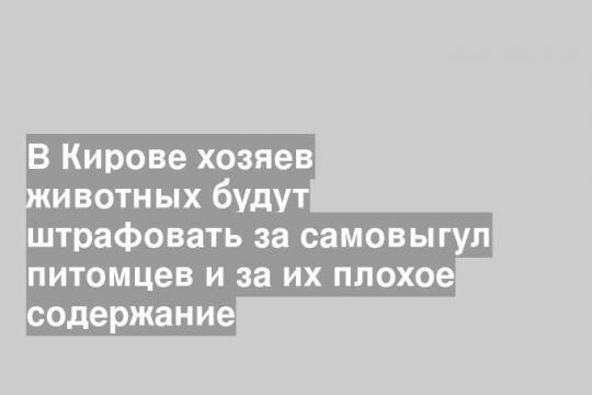 В Кирове хозяев животных будут штрафовать за самовыгул питомцев и за их плохое содержание