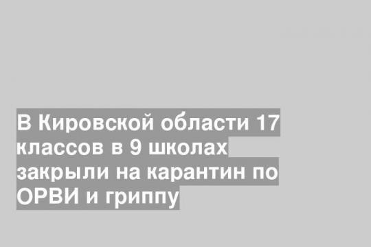 В Кировской области 17 классов в 9 школах закрыли на карантин по ОРВИ и гриппу