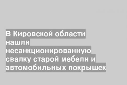 В Кировской области нашли несанкционированную свалку старой мебели и автомобильных покрышек