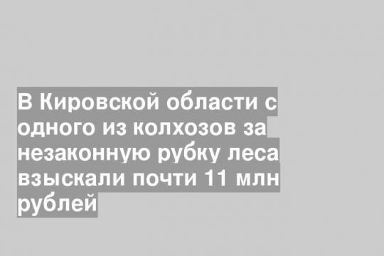 В Кировской области с одного из колхозов за незаконную рубку леса взыскали почти 11 млн рублей