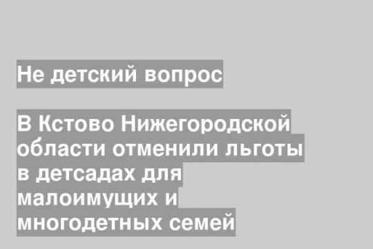 В Кстово Нижегородской области отменили льготы в детсадах для малоимущих и многодетных семей