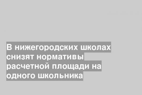 В нижегородских школах снизят нормативы расчетной площади на одного школьника