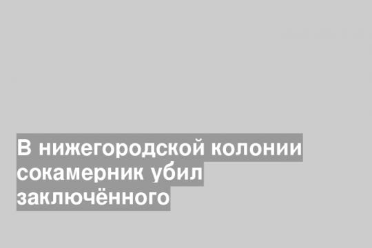 В нижегородской колонии сокамерник убил заключённого