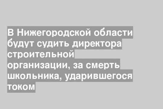 В Нижегородской области будут судить директора строительной организации, за смерть школьника, ударившегося током