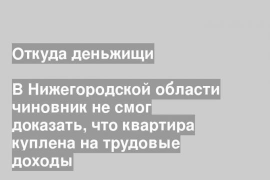 В Нижегородской области чиновник не смог доказать, что квартира куплена на трудовые доходы