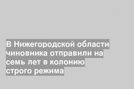 В Нижегородской области чиновника отправили на семь лет в колонию строго режима