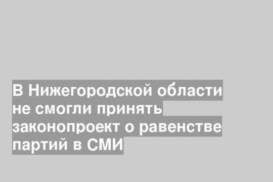 В Нижегородской области не смогли принять законопроект о равенстве партий в СМИ