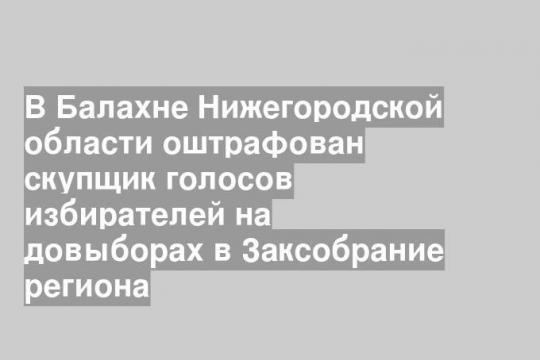 В Балахне Нижегородской области оштрафован скупщик голосов избирателей на довыборах в Заксобрание региона