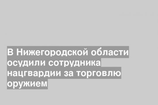 В Нижегородской области осудили сотрудника нацгвардии за торговлю оружием