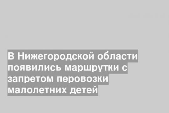 В Нижегородской области появились маршрутки с запретом перовозки малолетних детей
