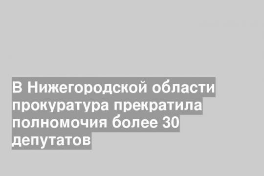 В Нижегородской области прокуратура прекратила полномочия более 30 депутатов
