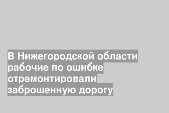 В Нижегородской области рабочие по ошибке отремонтировали заброшенную дорогу