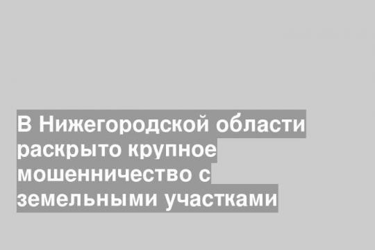 В Нижегородской области раскрыто крупное мошенничество с земельными участками