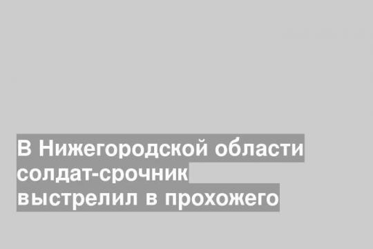 В Нижегородской области солдат-срочник выстрелил в прохожего