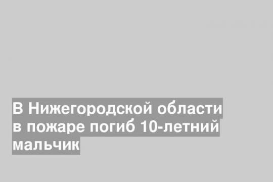 В Нижегородской области в пожаре погиб 10-летний мальчик