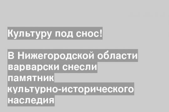 В Нижегородской области варварски снесли памятник культурно-исторического наследия