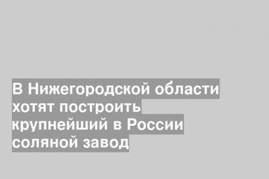 В Нижегородской области хотят построить крупнейший в России соляной завод