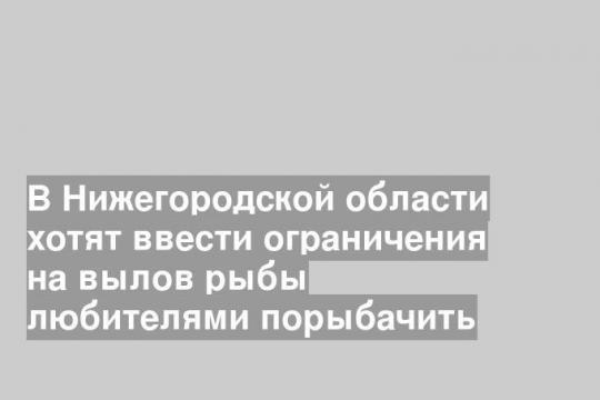 В Нижегородской области хотят ввести ограничения на вылов рыбы любителями порыбачить