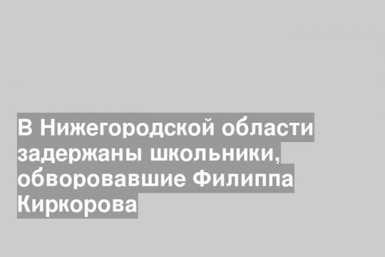 В Нижегородской области задержаны школьники, обворовавшие Филиппа Киркорова