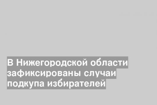 В Нижегородской области зафиксированы случаи подкупа избирателей