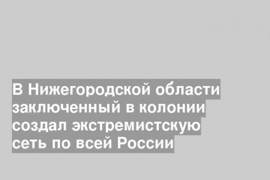 В Нижегородской области заключенный в колонии создал экстремистскую сеть по всей России